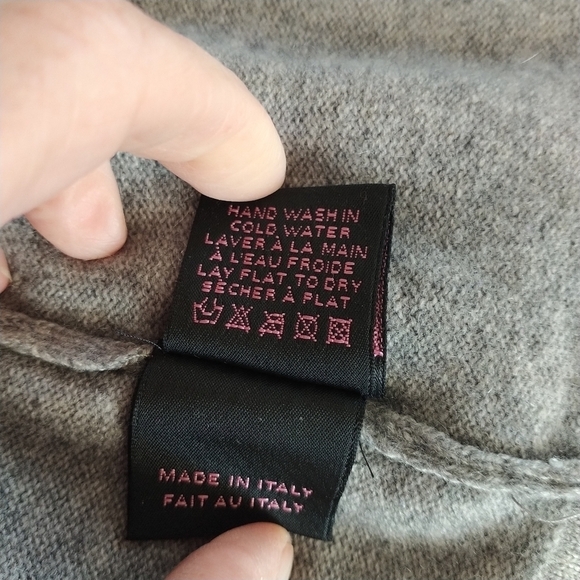 Pink Tartan Cashmere Blend Grey Sequins Trim Cardigan XS - Picture 12 of 14